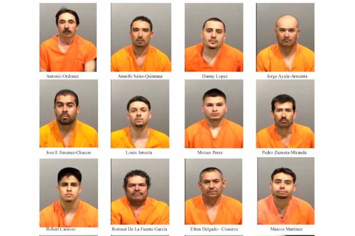 First Judicial District Attorney's Office booking photos show 19 of the 23 suspects implicated in a 96-count indictment